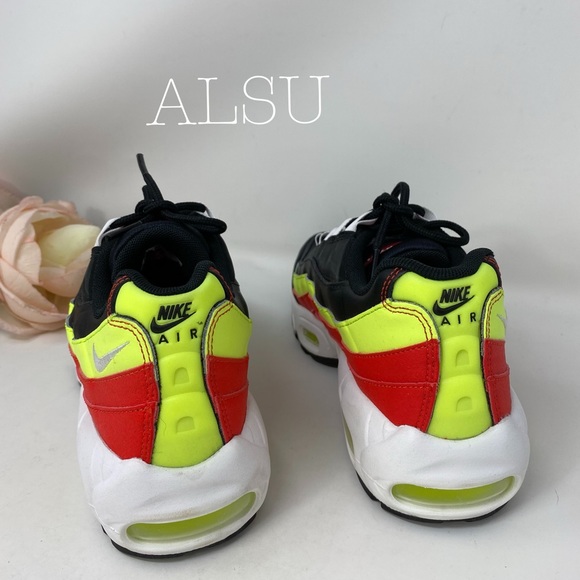 Nike Air Max 95 PRM Black Red Leather W AUTHENTIC - Picture 5 of 8